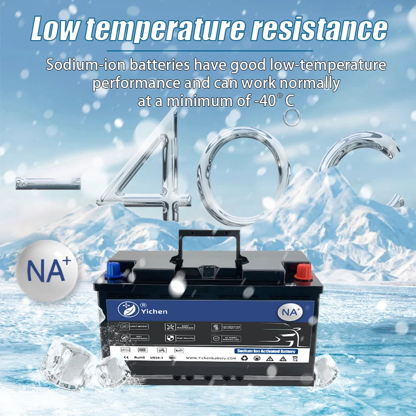 New Design Car Starting Sodium Ion Battery 12.4V 80Ah with Grade A SIB Cells in DIN H7